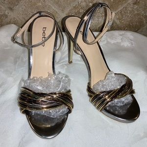 Bebe Ivonne heels Sz 8 strappy ankle strap